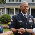 Veteran shaking hands with real estate agent