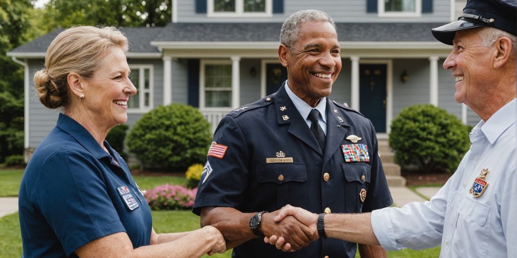 Veteran shaking hands with real estate agent