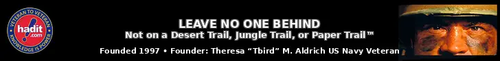 Banner promoting the Leave No One Behind initiative, emphasizing support for veterans with a focus on personal journeys and dedication since 1997.