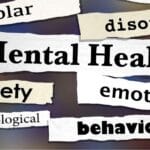 A collage of words related to mental health, including "bipolar," "anxiety," "emotional," and "behavioral," highlighting various psychological disorders.