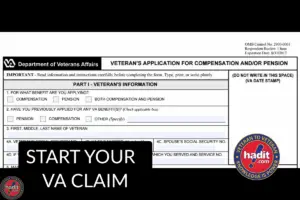 A veteran's application form for VA compensation and pension, featuring instructions and sections for filling out personal information.