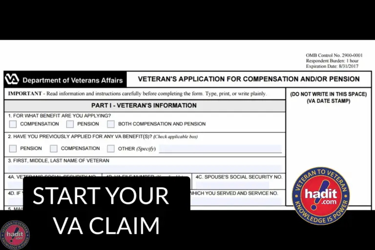 A veteran's application form for VA compensation and pension, featuring instructions and sections for filling out personal information.